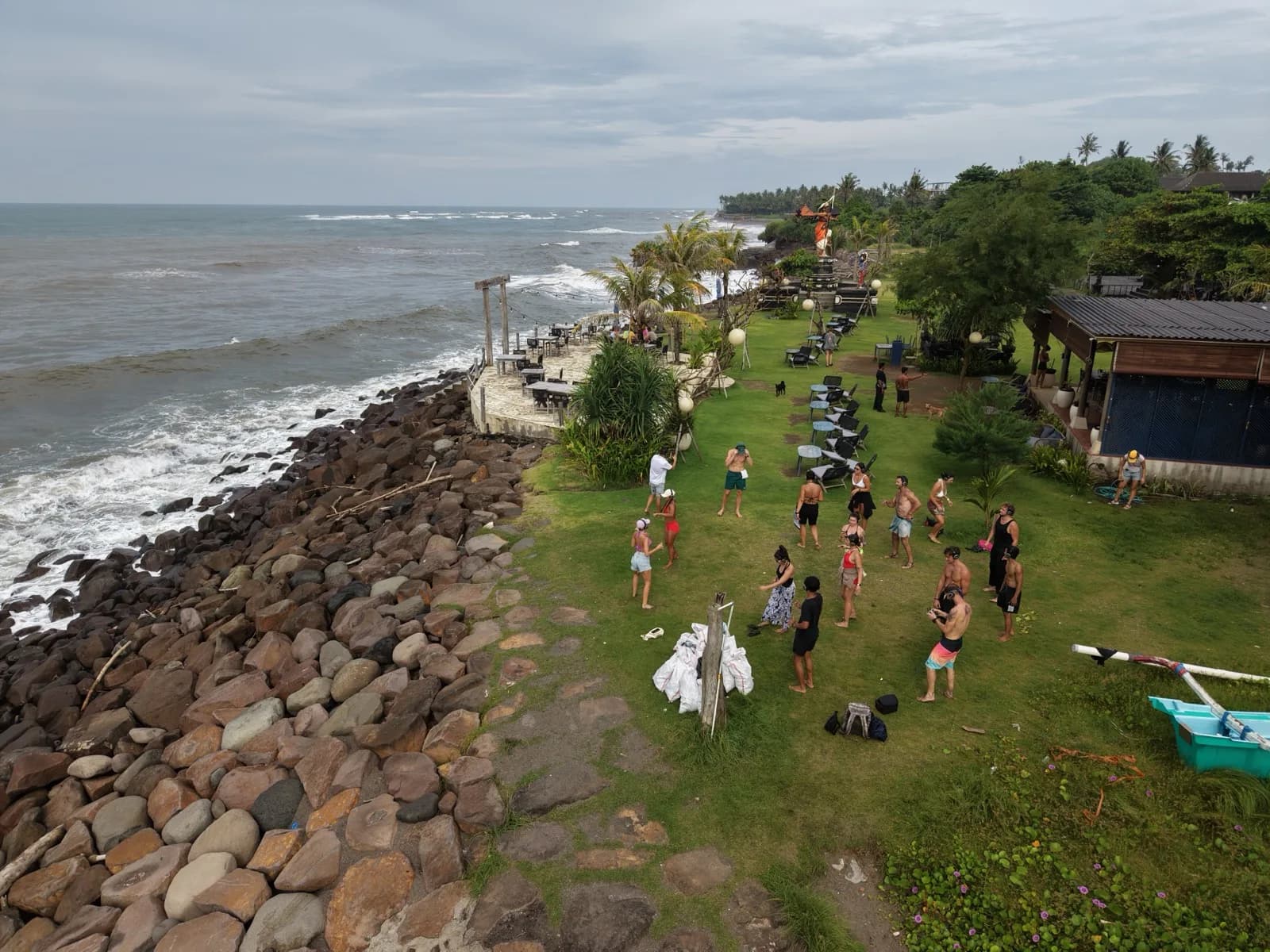 Silent disco on the clifftop lawn