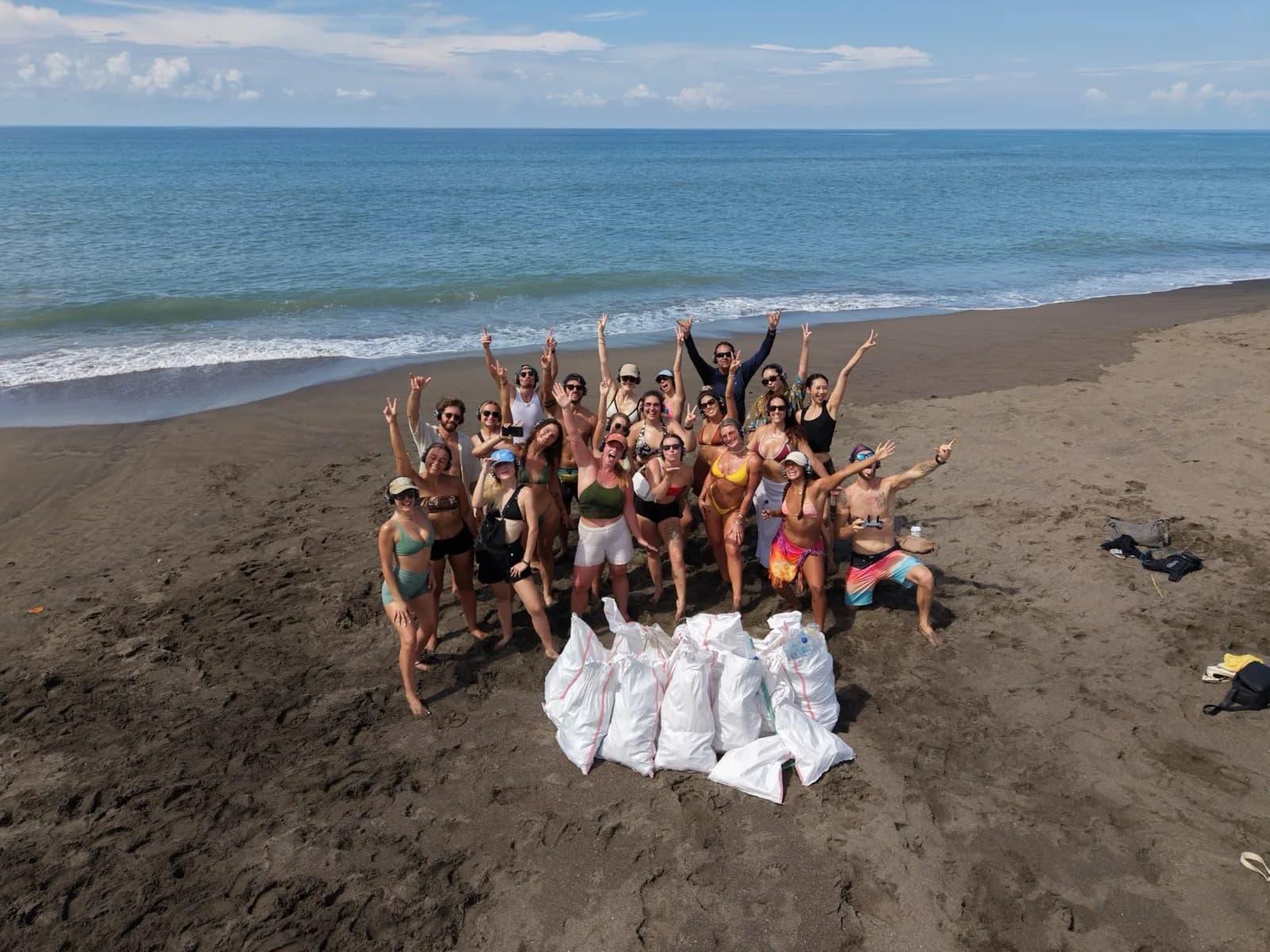 The crew and the day's haul from above